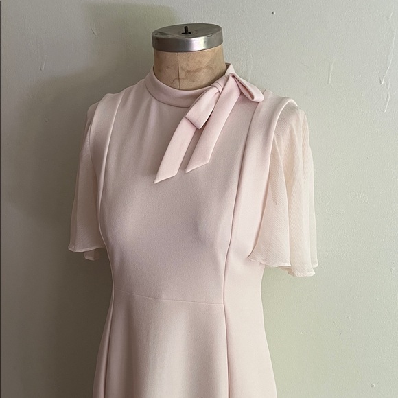 Calvin Klein Soft Pink Midi Dress with Bow - Picture 1 of 9